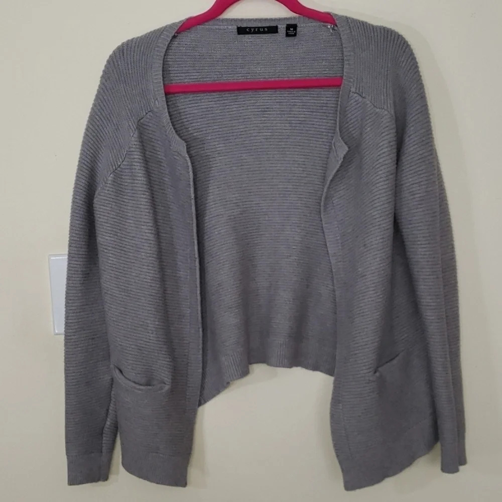 Cyrus Gray Soft Knit Open Front Cardigan Sweater
